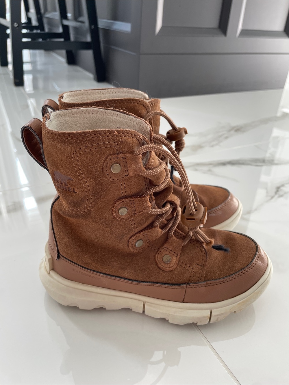 Sorel Kids Chestnut Brown Suede Lace-Up Outdoor Boots